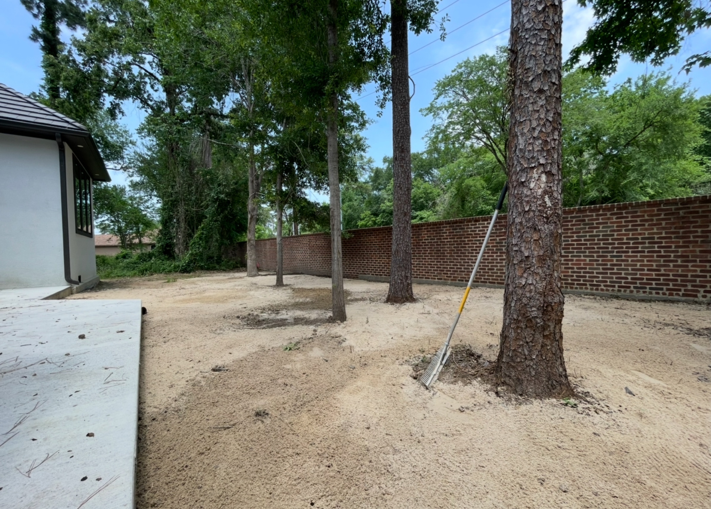 Houston backyard graded and resloped before sod