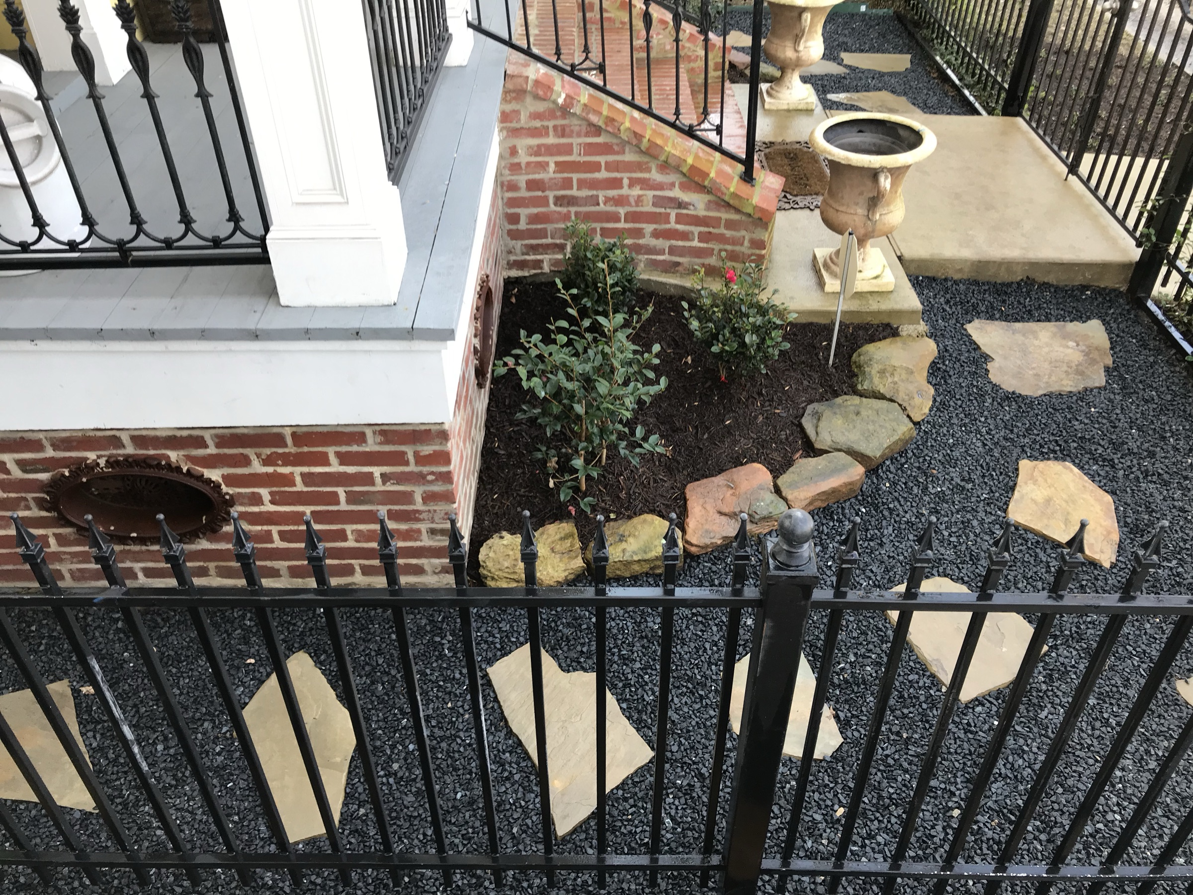 Stone and brick masonry at a Houston entry
